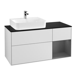 V&B Meuble sous lavabo Finion 120 cm, Pl blanc mat, Rg rouge Am, blanc mat Lac