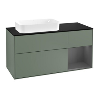 V&B Meuble sous-lavabo Finion 120 cm, Pl blanc mat, Rg rouge Am, Oli mat laqué