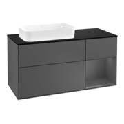 V&B Meuble sous lavabo Finion 120 cm, Pl blanc mat, Rg rouge Amarante, Anthracite mat