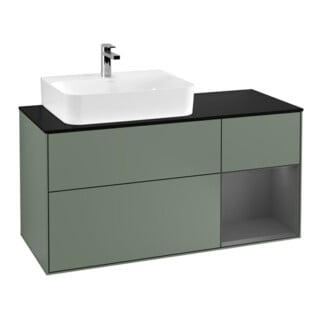V&B Meuble sous lavabo Finion 120 cm, Pl blanc mat, Rg rouge Ambré, Oli mat laqué