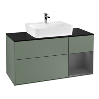 V&B Meuble sous lavabo Finion 120 cm, Pl blanc mat, Rg rouge Ambré, Oli mat laqué
