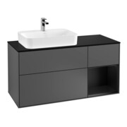 V&B Meuble sous lavabo Finion 120 cm, Pl blanc mat, Rg rouge blanc mat Lac, Anthracite m