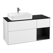 V&B Meuble sous lavabo Finion 120 cm, Pl blanc mat, Rg rouge blanc mat Lac, blanc brillant Lac