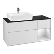V&B Meuble sous lavabo Finion 120 cm, Pl blanc mat, Rg rouge blanc mat Lac, blanc mat Lac