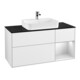 V&B Meuble sous-lavabo Finion 120 cm, Pl blanc mat, Rg rouge blanc mat Lac, brillant blanc Lac-1