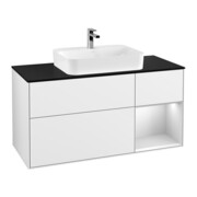 V&B Meuble sous-lavabo Finion 120 cm, Pl blanc mat, Rg rouge blanc mat Lac, brillant blanc Lac