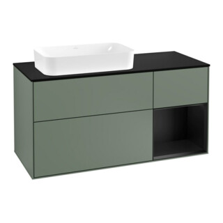 V&B Meuble sous lavabo Finion 120 cm, Pl blanc mat, Rg rouge blanc mat Lac, Oli mat Lac