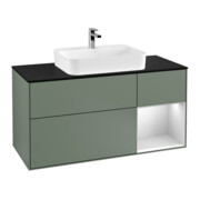 V&B Meuble sous-lavabo Finion 120 cm, Pl blanc mat, Rg rouge blanc mat Lac, Oli mat Lac