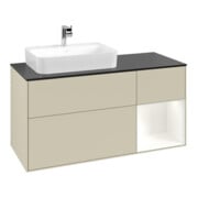 V&B Meuble sous lavabo Finion 120 cm, Pl blanc mat, Rg rouge blanc mat Lac, si Gris mat Lac