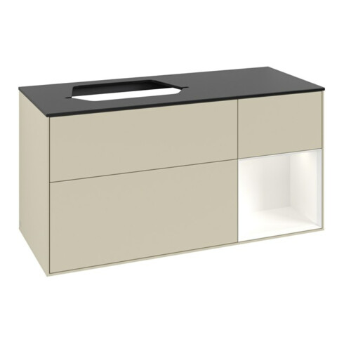 V&B Meuble sous lavabo Finion 120 cm, Pl blanc mat, Rg rouge blanc mat Lac, si Gris mat Lac