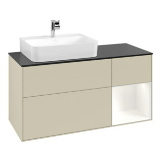 V&B Meuble sous lavabo Finion 120 cm, Pl blanc mat, Rg rouge blanc mat Lac, si Gris mat Lac
