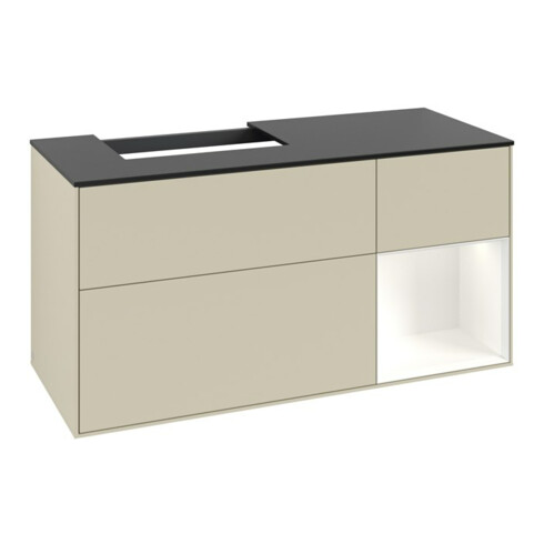 V&B Meuble sous lavabo Finion 120 cm, Pl blanc mat, Rg rouge blanc mat Lac, si Gris mat Lac