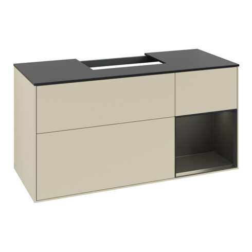 V&B Meuble sous lavabo Finion 120 cm, Pl blanc mat, Rg rouge blanc mat Lac, si Gris mat Lac