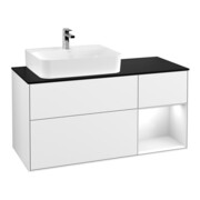 V&B Meuble sous lavabo Finion 120 cm, Pl blanc mat, Rg rouge gris, laqué brillant blanc