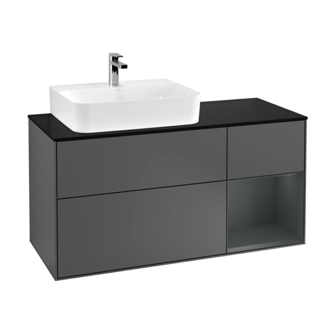 V&B Meuble sous lavabo Finion 120 cm, Pl blanc mat, Rg rouge madère brun, Aménagement