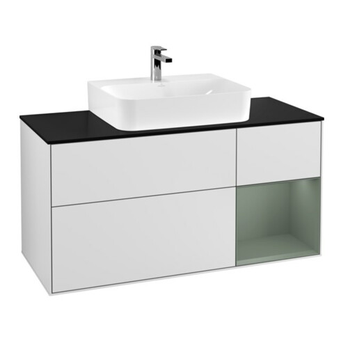 V&B Meuble sous-lavabo Finion 120 cm, Pl blanc mat, Rg rouge Old mat laqué, blanc mat laqué