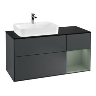 V&B Meuble sous lavabo Finion 120 cm, Pl blanc mat, Rg rouge Oldenbourg mat, md blanc mat laqué