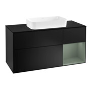 V&B Meuble sous-lavabo Finion 120 cm, Pl blanc mat, Rg rouge Olive mat Lac, bleu mat Lac
