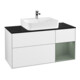 V&B Meuble sous lavabo Finion 120 cm, Pl blanc mat, Rg rouge Olive mat, laqué blanc brillant-1