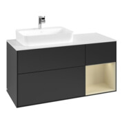 V&B Meuble sous lavabo Finion 120 cm, Pl blanc mat, Rg rouge satin, G mat, La, bleu mat laqué