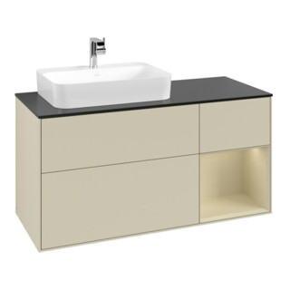 V&B Meuble sous lavabo Finion 120 cm, Pl blanc mat, Rg rouge satin, Gm laqué, Gm laqué