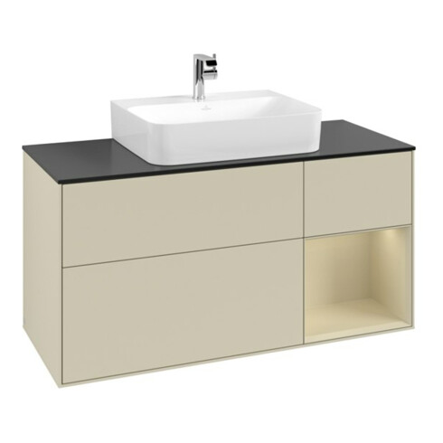 V&B Meuble sous lavabo Finion 120 cm, Pl blanc mat, Rg rouge si G mat La, si G mat La