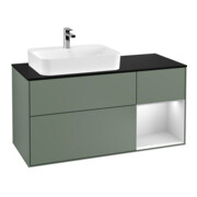 V&B Meuble sous lavabo Finion 120 cm, Pl blanc mat, Rg rouge warm Lac, Oli mat Lac