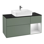 V&B Meuble sous lavabo Finion 120 cm, Pl blanc mat, Rg rouge warm Lac, Oli mat Lac