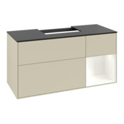 V&B Meuble sous lavabo Finion 120 cm, Pl blanc mat, Rg rouge wengé mat Lac, si Gris mat Lac