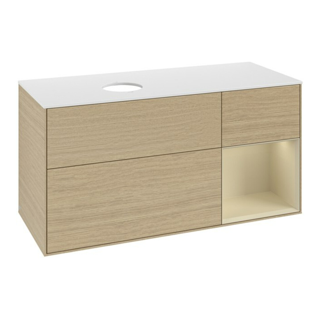 V&B Meuble sous-lavabo Finion 120 cm, pl blanc mat, si gris mat laqué, oa ven
