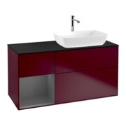 V&B Meuble sous lavabo Finion 120 cm, Pl blanc mat, Tiroir anthracite mat, Poignées métal