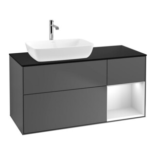 V&B Meuble sous lavabo Finion 120 cm, Pl blanc mat, Tiroir blanc mat Lac, Anthracite m