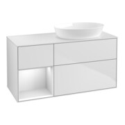 V&B Meuble sous lavabo Finion 120 cm, Pl blanc mat, Tiroir blanc mat laqué