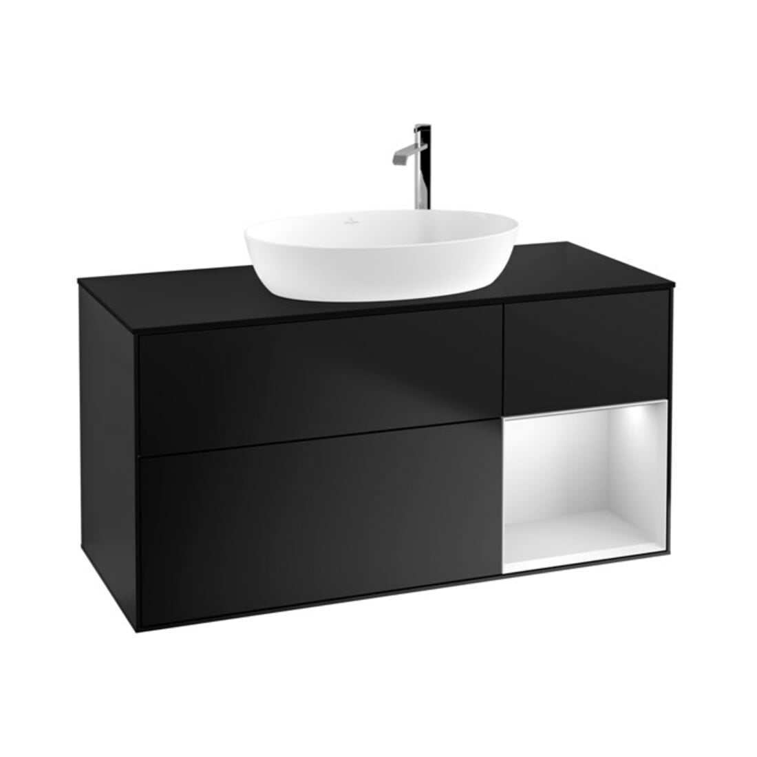 V&B Meuble sous lavabo Finion 120 cm, Pl blanc mat, Tiroir blanc mat laqué, bleu mat laqué