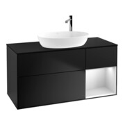 V&B Meuble sous lavabo Finion 120 cm, Pl blanc mat, Tiroir blanc mat, poignée bleu mat