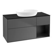 V&B Meuble sous lavabo Finion 120 cm, Pl blanc mat, Tiroir bleu mat Lac, Anthracite m