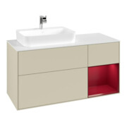 V&B Meuble sous-lavabo Finion 120 cm, pl blanc mat, tiroir droit Peo, gris mat laqué