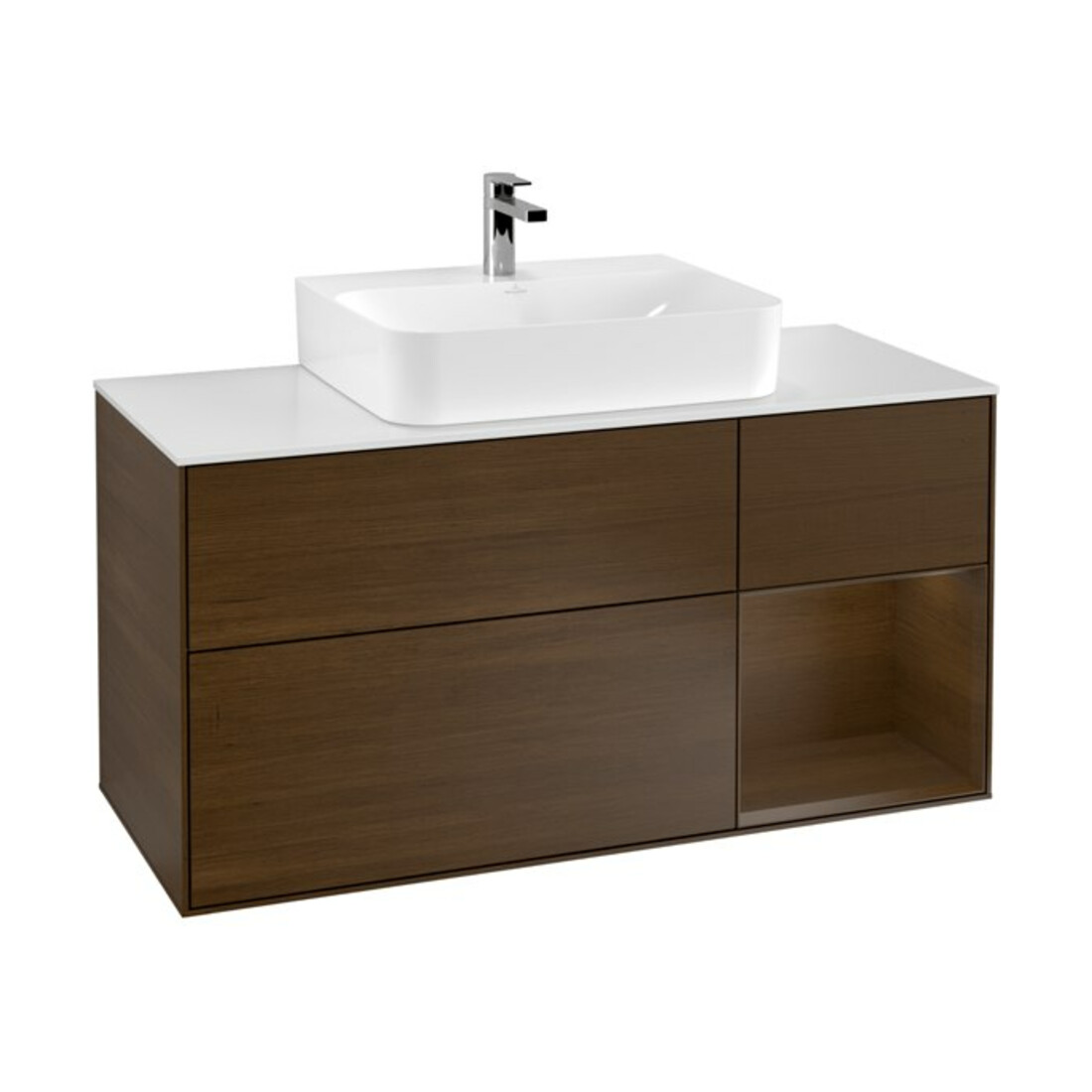 V&B Meuble sous-lavabo Finion 120 cm, pl blanc mat, tiroir droit wal ven