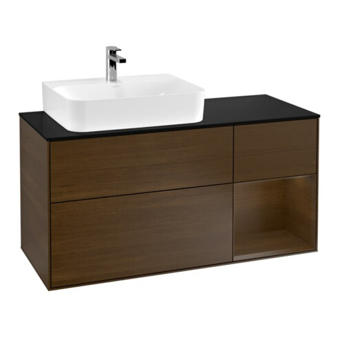V&B Meuble sous lavabo Finion 120 cm, Pl blanc mat, tiroir droit wal ven, wal ven