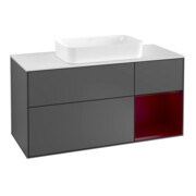 V&B Meuble sous lavabo Finion 120 cm, pl blanc mat, tiroir droite Peo, anthracite mat