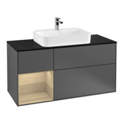V&B Meuble sous lavabo Finion 120 cm, Pl blanc mat, Tiroir gauche, Anthracite m