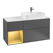 V&B Meuble sous-lavabo Finion 120 cm, pl blanc mat, tiroir gauche, anthracite mat-1
