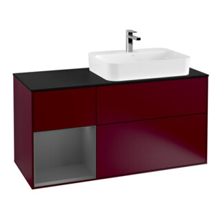V&B Meuble sous lavabo Finion 120 cm, Pl blanc mat, Tiroir gauche anthracite mat, Pieds mat