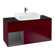 V&B Meuble sous lavabo Finion 120 cm, Pl blanc mat, Tiroir gauche Anthracite mat, Poignée mat