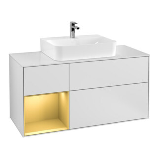 V&B Meuble sous lavabo Finion 120 cm, pl blanc mat, tiroir gauche, blanc mat laqué
