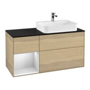 V&B Meuble sous lavabo Finion 120 cm, Pl blanc mat, Tiroir gauche blanc mat, Oa ven