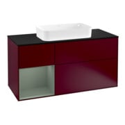 V&B Meuble sous lavabo Finion 120 cm, Pl blanc mat, Tiroir gauche, Huilé mat, Poignée métal