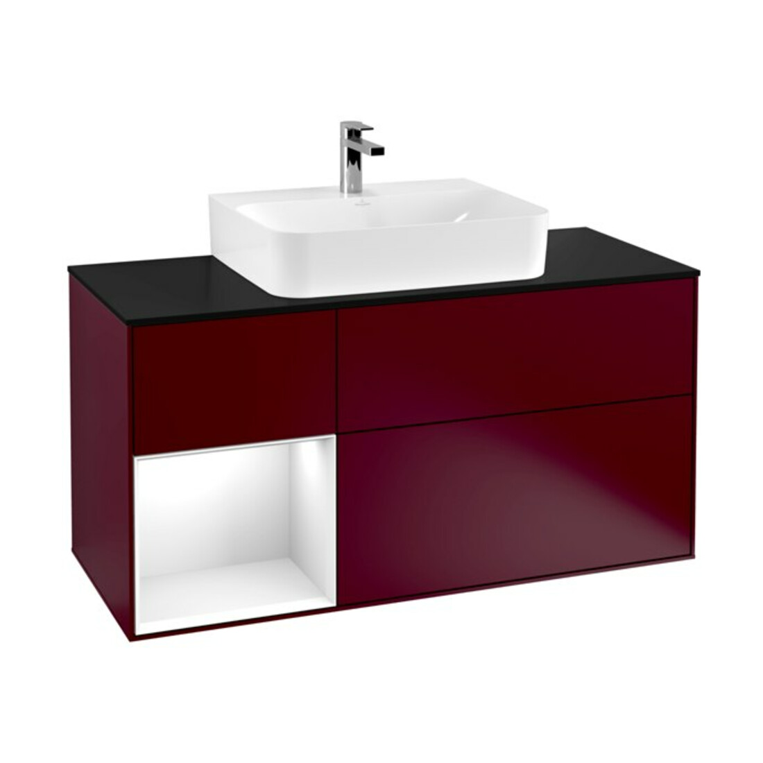 V&B Meuble sous lavabo Finion 120 cm, Pl blanc mat, Tiroir gauche, laqué blanc, Peo mat