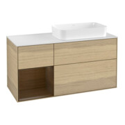 V&B Meuble sous lavabo Finion 120 cm, Pl blanc mat, tiroir gauche, Oa ven