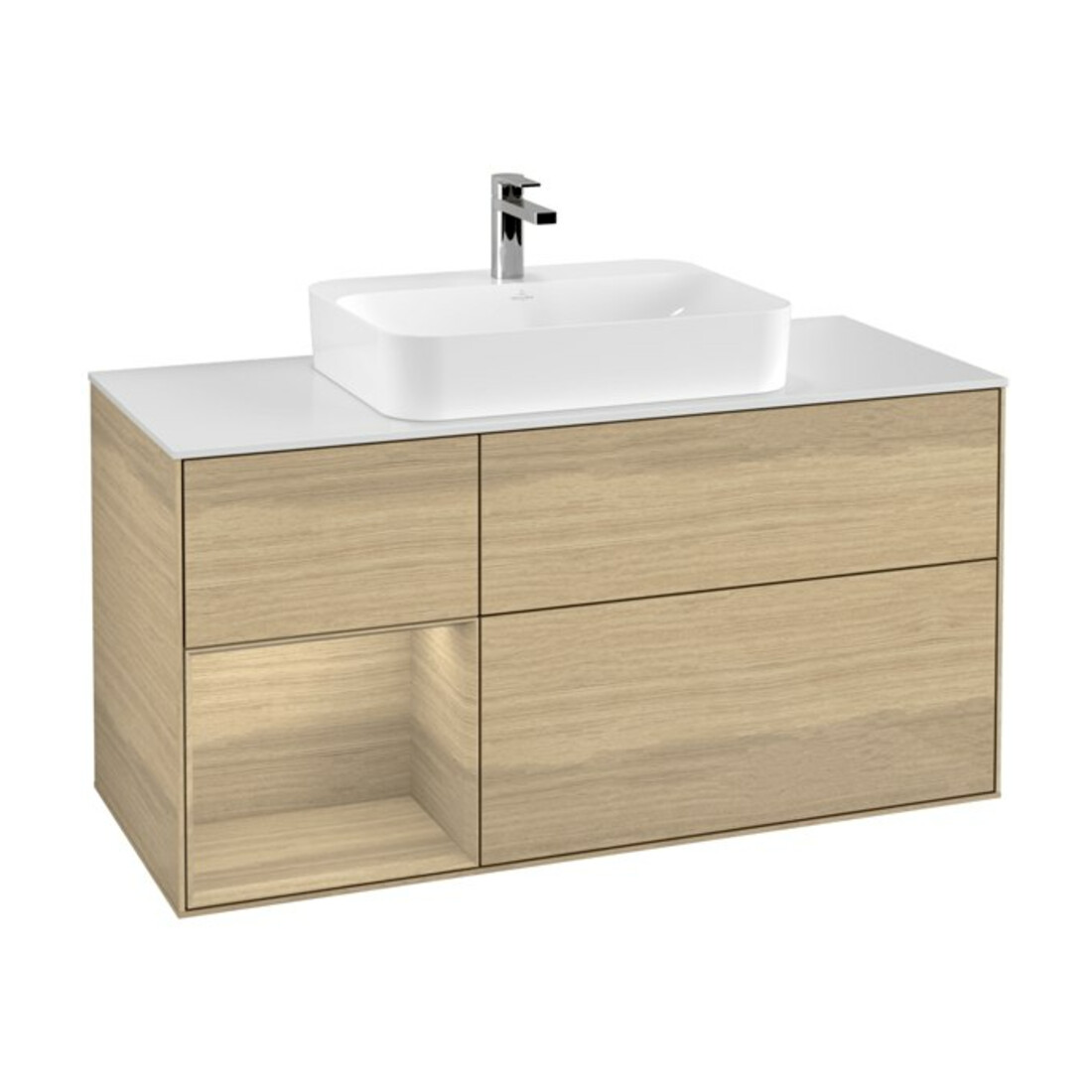 V&B Meuble sous-lavabo Finion 120 cm, pl blanc mat, tiroir gauche Oa ven, Oa ven
